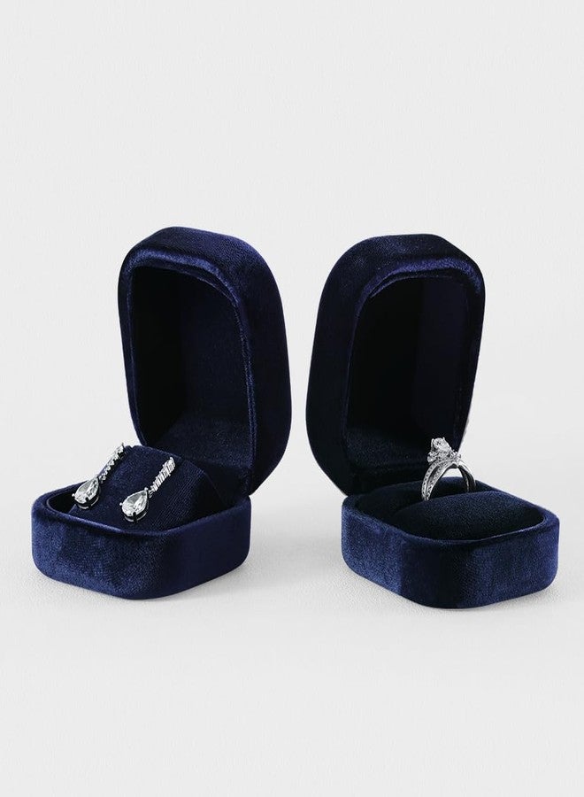 Dansmiy Resilient Velvet Ring Earrings Bracelet Necklace Display Box, Travel Mini Jewelry Organizer Case (Blue, Earrings Box) - Image 4
